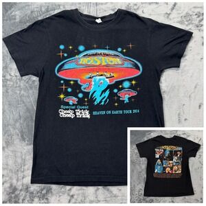 Boston and CheapTrick Band Tour Shirt Mens Medium Black Heaven On Earth 2014